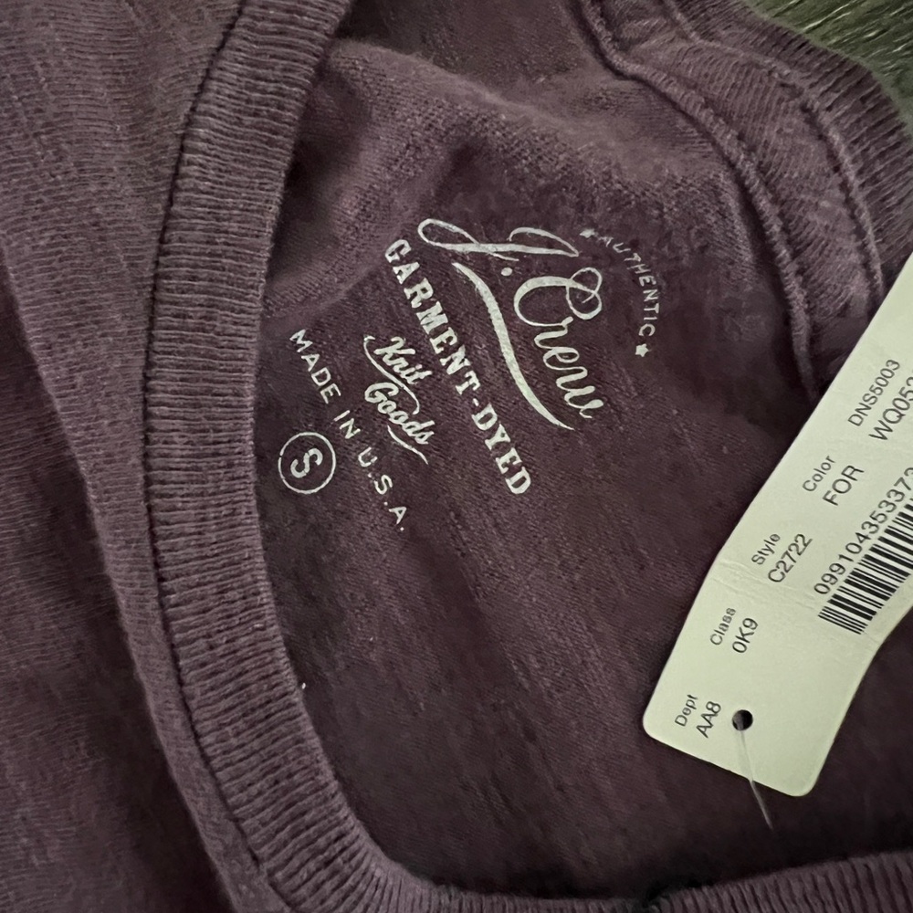 J. Crew NWT brownish purple garment dyed men’s  Short Sleeve Tee SZS - Picture 6 of 7